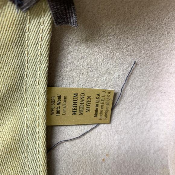 Minnetonka Wool Lite Felt Western Style Fedora Hat Tan Leather Band Size Medium - Picture 9 of 9